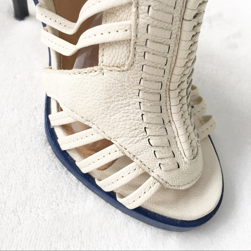 L.A.M.B. Kamy Leather Caged Heel Sandals - Picture 6 of 8